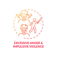 Excessive anger and impulsive violence red gradient concept icon. Mental health, psychological issue. Self control problem idea thin line illustration. Vector isolated outline RGB color drawing