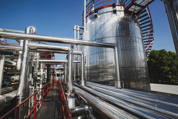 Modern tank chemistry factory with large shine tanks