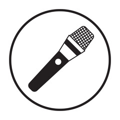 Circled wireless dynamic microphone flat icon for apps and website