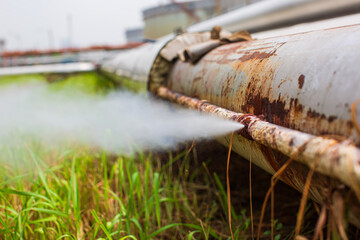 Corrosion rusty through socket tube steam gas leak pipeline