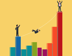 Business risks bar chart concept. economic decline and financial crisis