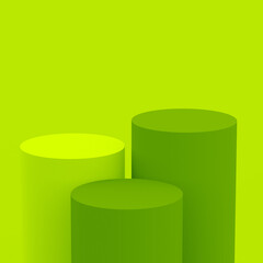 Abstract 3d green cylinder podium minimal studio background.