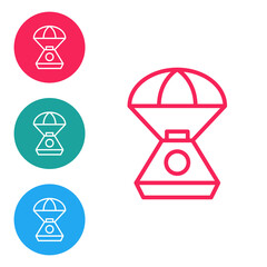 Red line Space capsule icon isolated on white background. Set icons in circle buttons. Vector