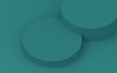 Abstract 3d green dark color cylinder podium minimal studio background.