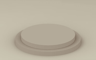 Abstract 3d brown color cylinder podium minimal studio background.