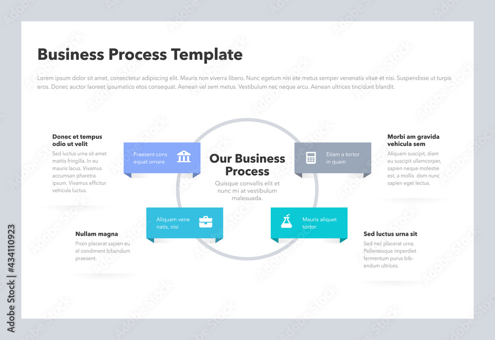 Poster Modern business process template with 4 steps. Easy to use for your website or presentation.