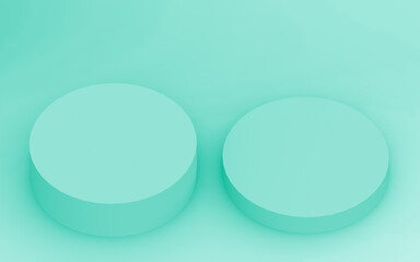 Abstract 3d green color cylinder podium minimal studio background.