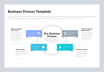Modern business process template with 4 steps. Easy to use for your website or presentation.
