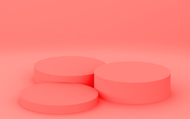 Abstract 3d pink color cylinder podium minimal studio background.