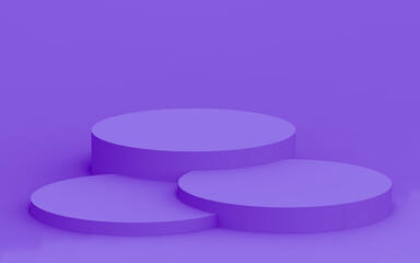 Abstract 3d purple violet color cylinder podium minimal studio background.