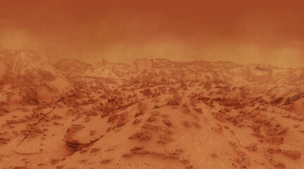 Fototapeta na wymiar Mars landscape, science fiction illustration