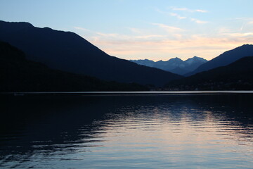lake of mergozzo in the evening