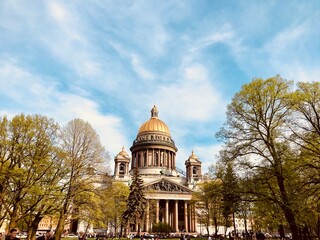 Issac cathedral summer Alexander park St Petersburg Russia