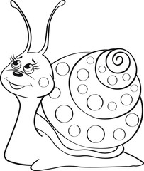 coloring  Snail. Coloring page. Illustration for children. Cute and funny cartoon characters.