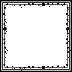 Black polka dots on white frame, lots of copy space - vector