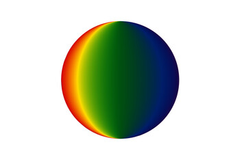 レインボー柄の球のイラスト