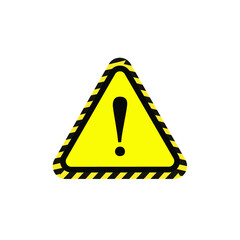 Vector Warning Sign, Triangle Shape and Exclamation Mark, Black and Yellow Colors, Design Element Isolated on White Background, Danger Concept, Ribbon.
