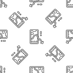 Grey line Mobile stock trading concept icon isolated seamless pattern on white background. Online trading, stock market analysis, business and investment. Vector