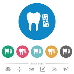 Dental medicine flat round icons