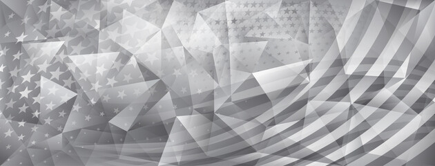 USA independence day abstract crystal background with elements of american flag in gray colors