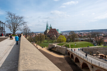Erfurt Blick vom Petersberg zum Dom und Severikirche