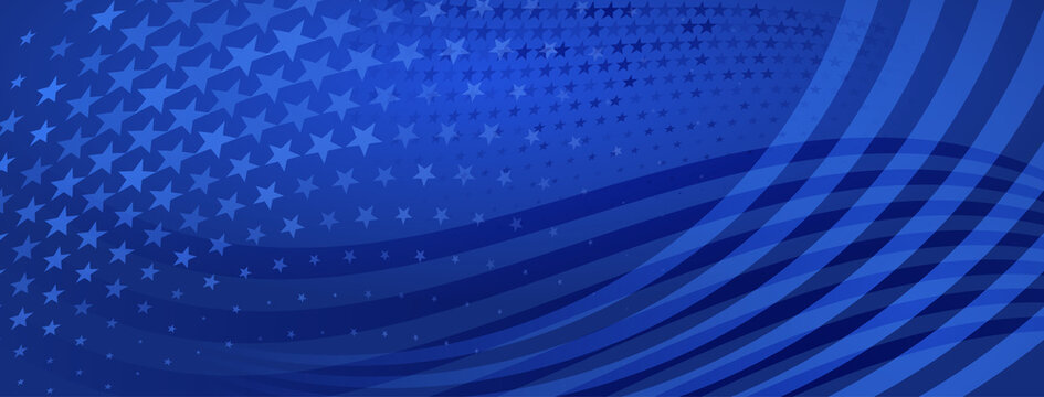 USA independence day abstract background with elements of american flag in blue colors