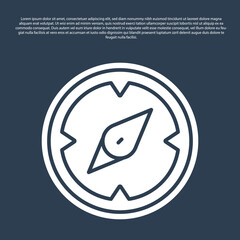Blue line Compass icon isolated on blue background. Windrose navigation symbol. Wind rose sign. Vector