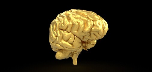 Colorful polygonal 3D brain illustration on BG.