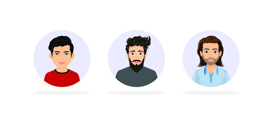 people avatar set. Different men characters collection. Isolated vector illustration.