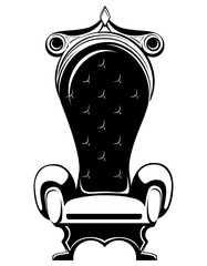 Royal armchair in monochrome style. Black and white king throne.