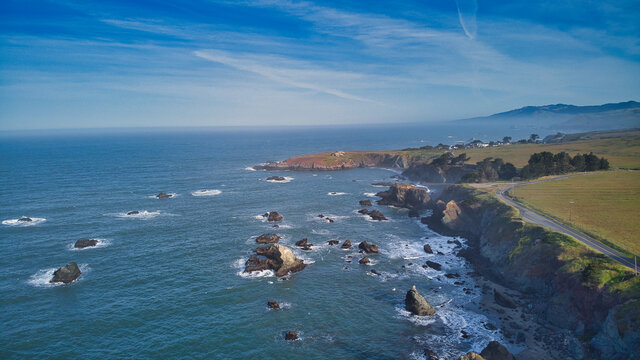 Aerial Shot Of Sonoma Coast State Park In California