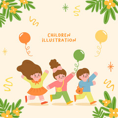 Children illustration. Illustration for educational activities with friends.
