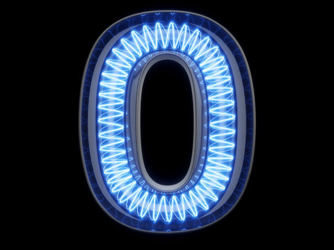 Light bulb spiral digit alphabet character 0 zero null font