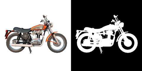 off road motorcycle motocross vitange 1960s 1 - Lateral view white background alpha png 3D Rendering Ilustracion 3D