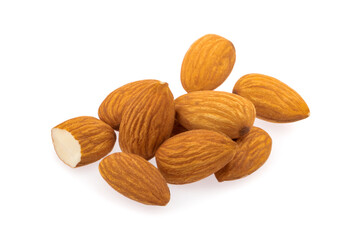 Almond nuts isolated on white background