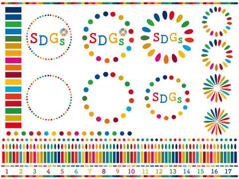 SDGsイメージの17色のフレームやラインのベクター素材セット