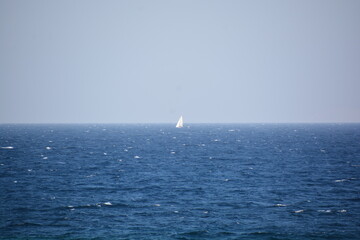 Yacht sailing in open Aegean sea