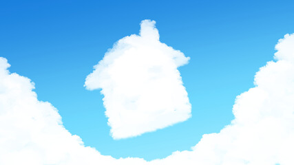 家の形の雲のある青い空の不動産イメージのイラスト