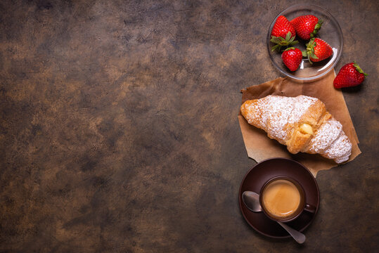 Italian breakfast: espresso with cream croissant