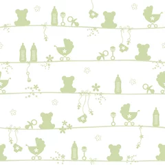 Endlosmuster Babysymbole Unisex Grün Weiß © Jan Engel