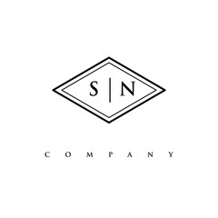 initial SN logo design vector