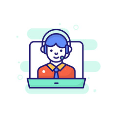 Online Support vector filled outline icon style illustration. EPS 10 File