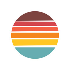 Retro sunset vector design. Vintage summer seaside sunset Isolated on white background.