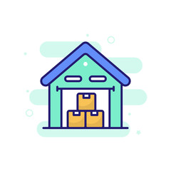 Warehouse vector filled outline icon style illustration. EPS 10 File