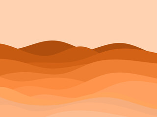 Desert landscape with dunes in a minimalist style. Flat design. Boho decor for prints, posters and interior design. Mid Century modern decor. Vector illustration