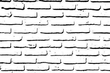 Grunge black texture as brick wall shape on white background (Vector). Use for decoration, aging or old layer