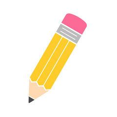 Yellow pencil vector Concept of back to school. Isolated on white background.