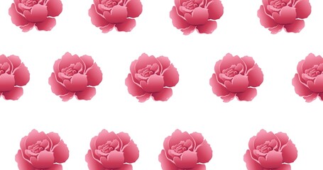 Naklejka premium Illustration of rows of pink flowers on white background