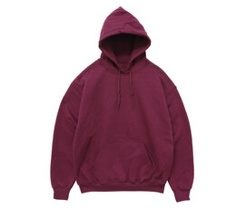 Blank hoodie sweatshirt color maroon front view on white background
