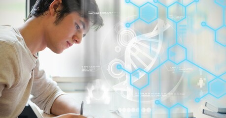 Composition of dna strand and medical data processing over male student